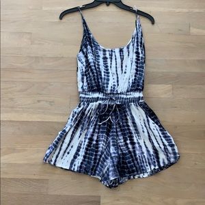 Blue and white tie dye romper